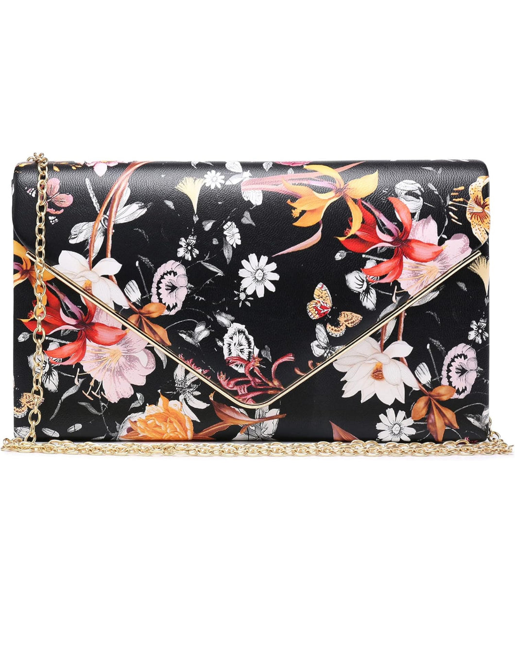 Stunning Black Floral Clutch Bag