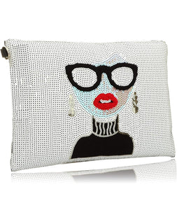 Lady Face Clutch Sequin Bag