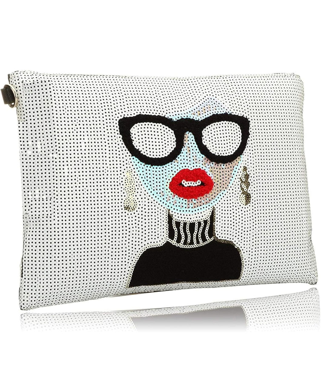 Lady Face Clutch Sequin Bag