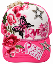 Load image into Gallery viewer, Breast cancer awareness junk hat, alternate design
